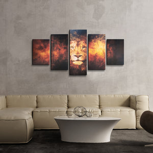 High Quality Art Print on Stretched Canvas of  a Lion in Group