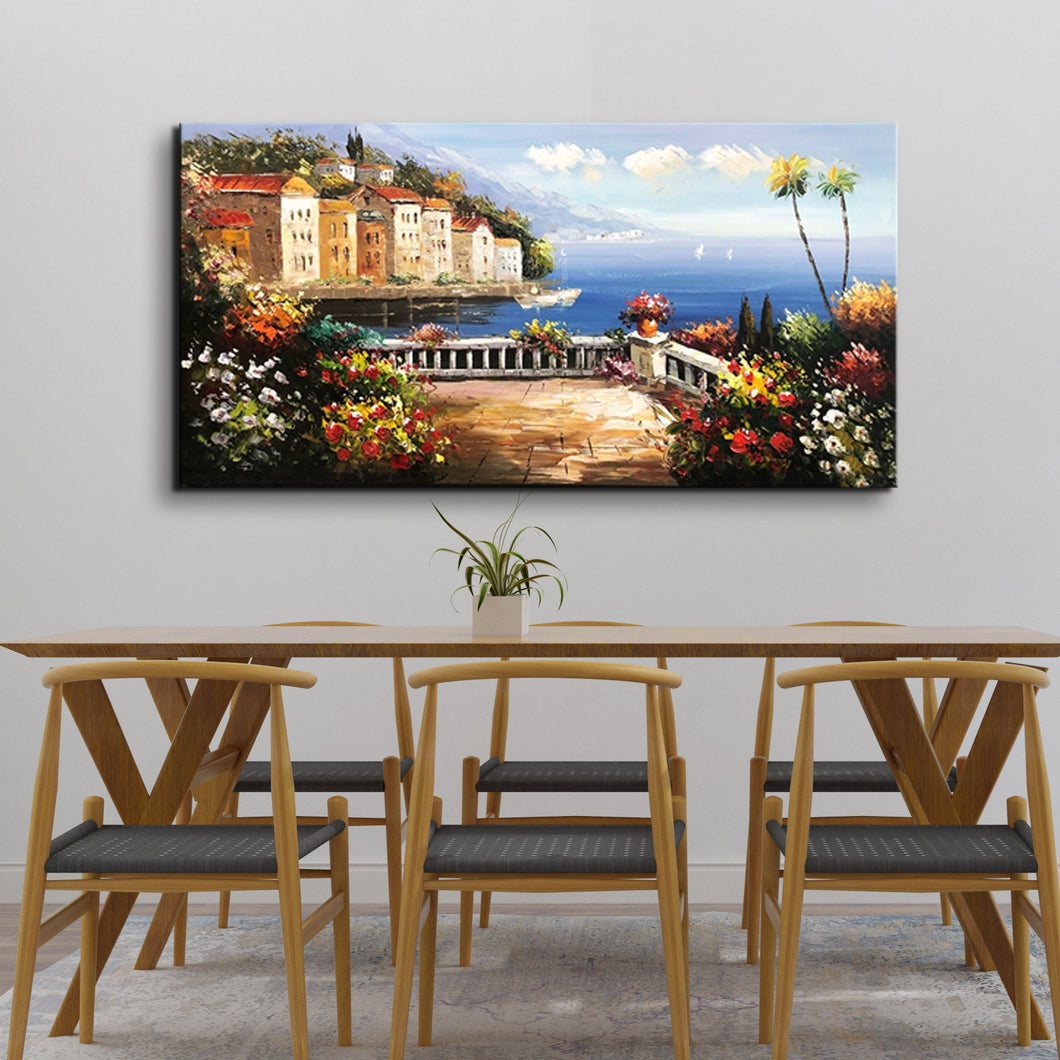 Handmade Oil Painting of Venice City on Stretched Canvas