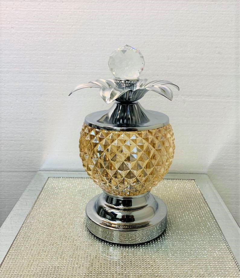 Crystal Sculpture Copper Center Piece in Silver