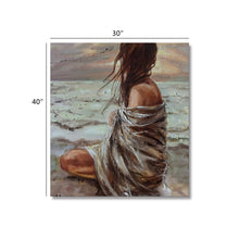 Large Premium Quality 100% Handmade Oil Painting of a Lady on Seashore on Canvas