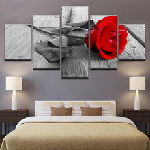 High Quality Art Print on Stretched Canvas of a Red Rose in Group
