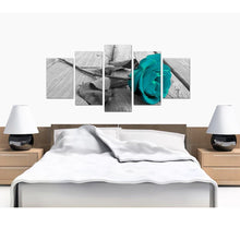 High Quality Art Print on Stretched Canvas of a Teal Rose in Group