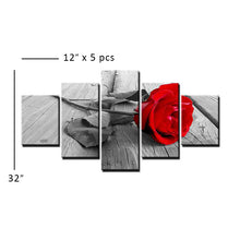 High Quality Art Print on Stretched Canvas of a Red Rose in Group