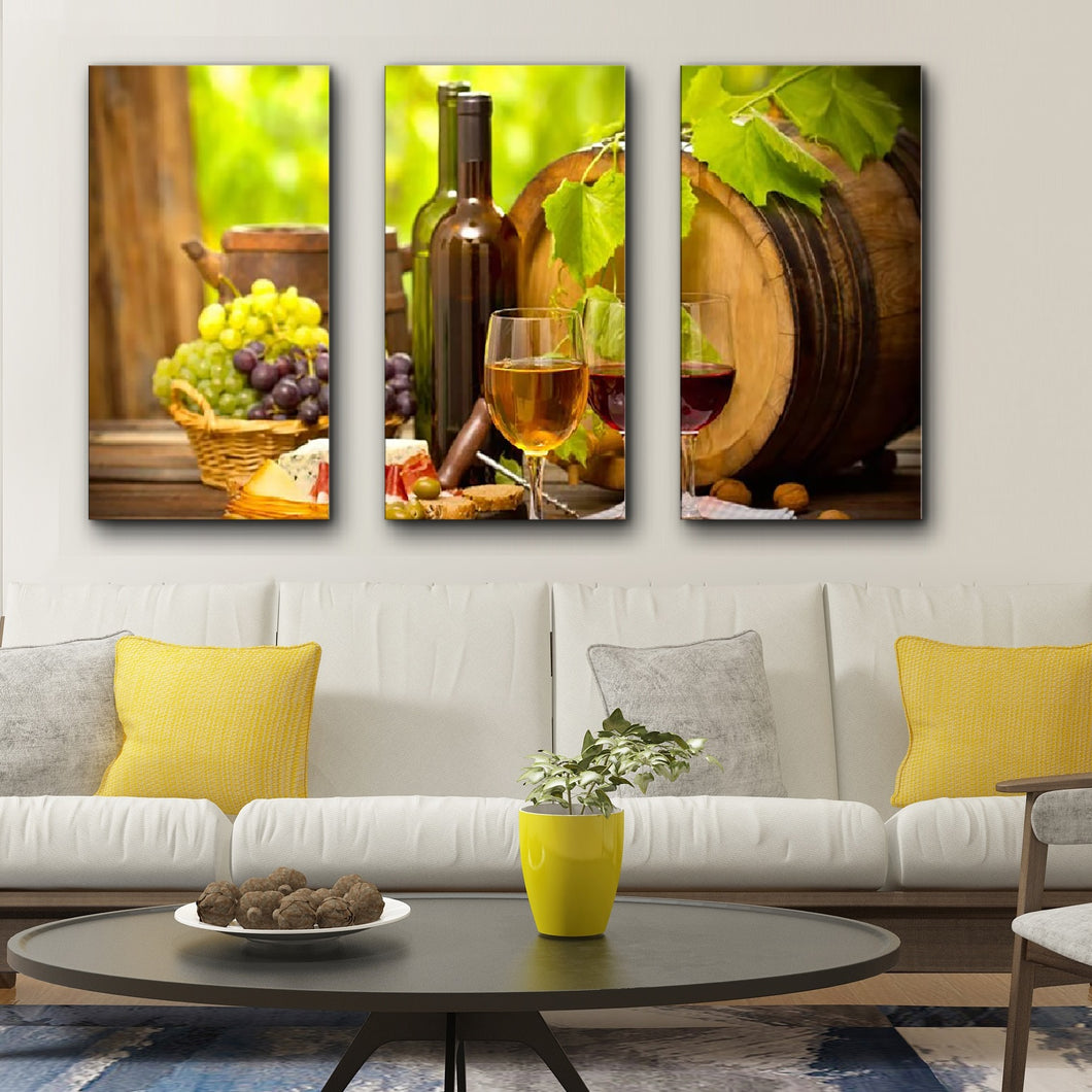 High Quality Art Print of Fruits on Stretched Canvas of Three Picture Set in Group
