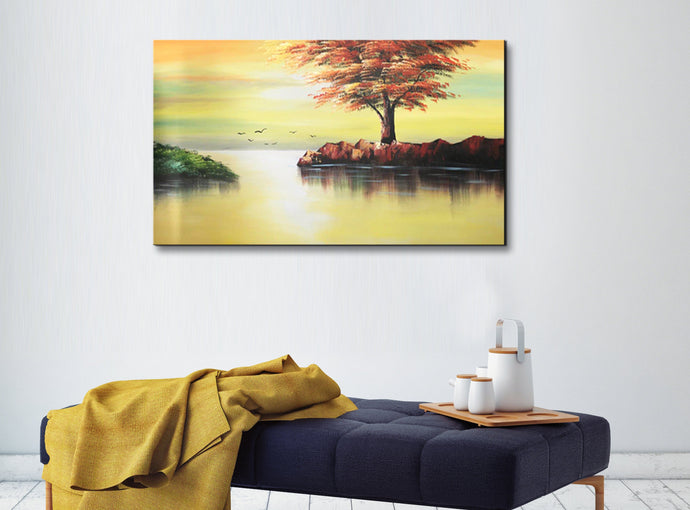 Huge Handmade Oil Painting of Landscape  on Stretched Canvas