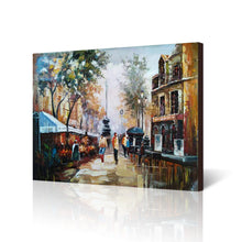 Large Handmade Oil Painting of Paris Street on Stretched Canvas