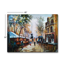 Large Handmade Oil Painting of Paris Street on Stretched Canvas