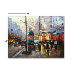 Large Handmade Oil Painting of England Street on Stretched Canvas