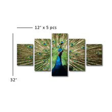 High Quality Art Print of Peacock on Stretched Canvas in Group