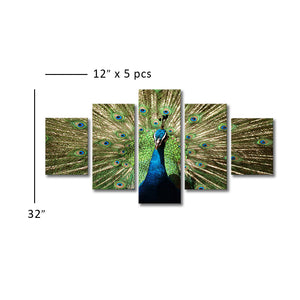 High Quality Art Print of Peacock on Stretched Canvas in Group
