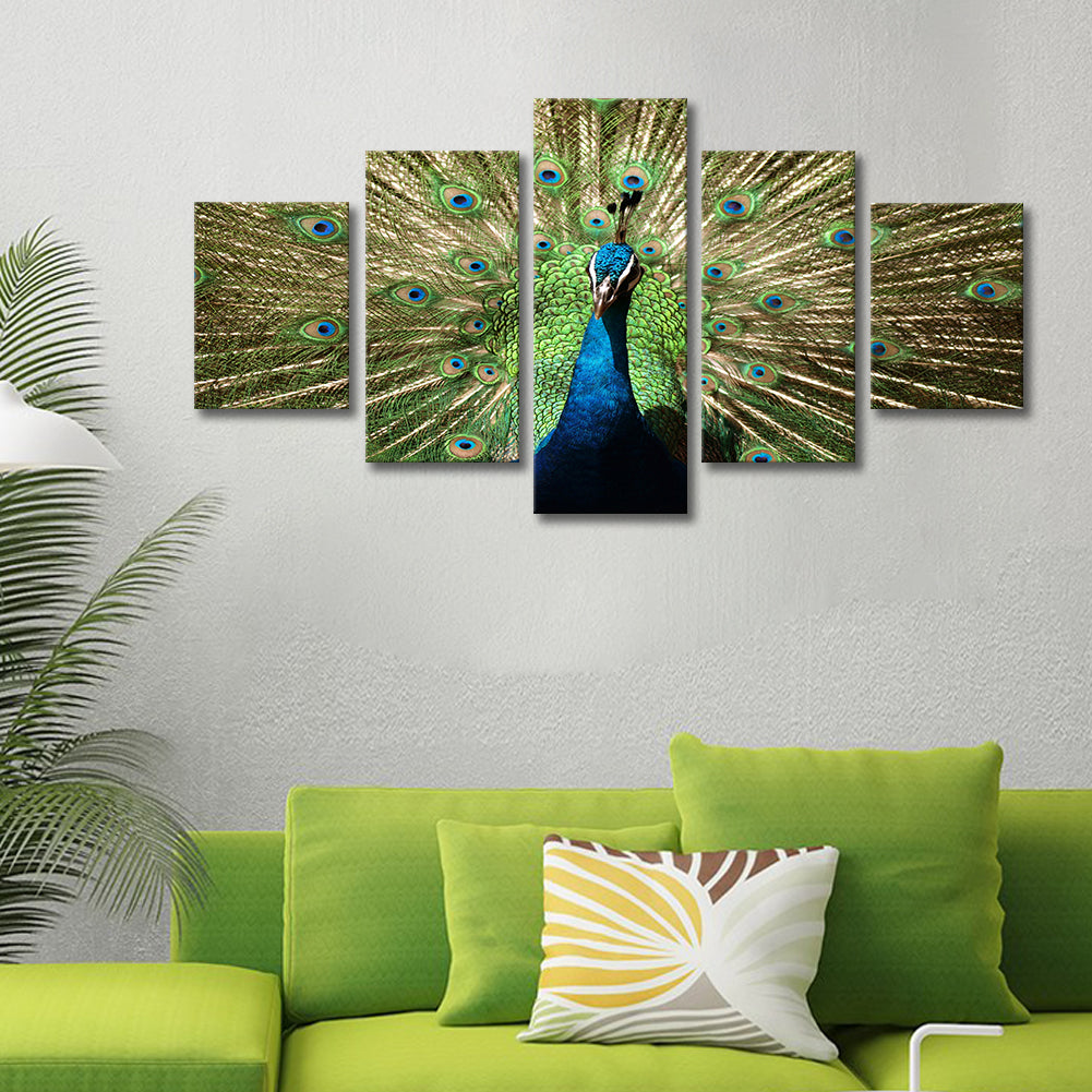 High Quality Art Print of Peacock on Stretched Canvas in Group