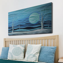 Handmade Oil Painting of Landscape in Blue on Stretched Canvas