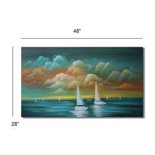 Handmade Oil Painting of Sail Boats on Stretched Canvas