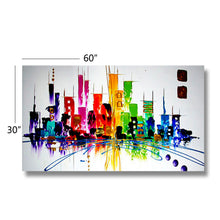 Huge Handmade Oil Painting on Stretched Canvas of Abstract Buildings