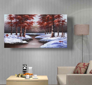 Landscape Handmade Oil Painting on Stretched Canvas in Beautiful Colors