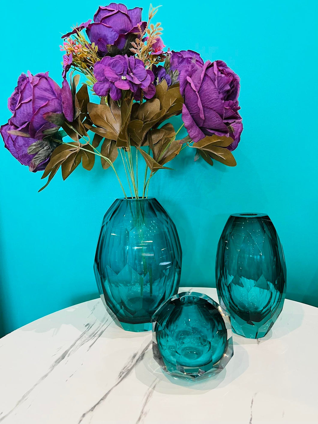 Luxurious & Super High Quality Teal Glass Vase