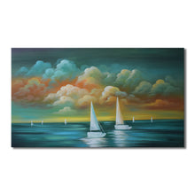 Handmade Oil Painting of Sail Boats on Stretched Canvas