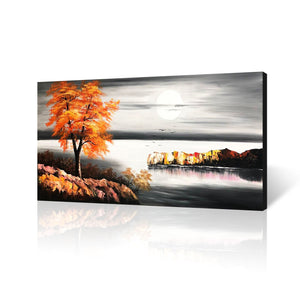 Handmade Oil Painting of Moon Landscape View on Canvas