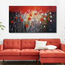 Handmade Oil Painting of Poppy Flowers on Stretched Canvas