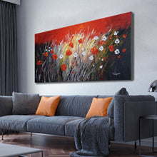 Handmade Oil Painting of Poppy Flowers on Stretched Canvas