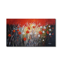Handmade Oil Painting of Poppy Flowers on Stretched Canvas