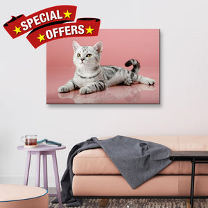 High Quality Art Print on Stretched Canvas of Cat