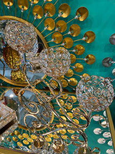 Candle Holders 3 Tiers Crystal Glass Centre Piece in Gold/Silver - AMAZING !