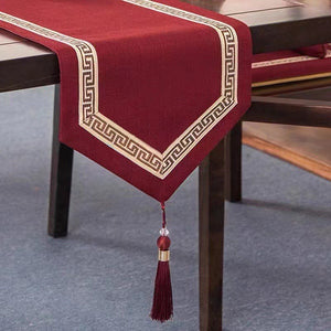 Table Runner Long  Elegant Table Runners with Handmade Multi-Tassels for Dining Room Dresser Party