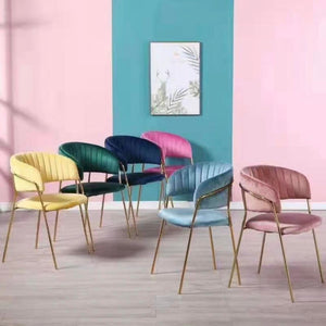 Accent Chairs, Modern Velvet Touch Fabric Chair with Gold Metal Legs