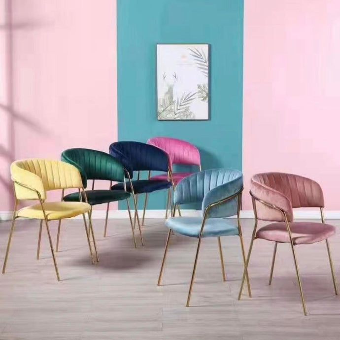 Accent Chairs, Modern Velvet Touch Fabric Chair with Gold Metal Legs