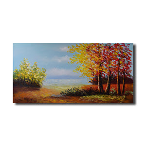 Huge Handmade Oil Painting of Large Landscape View on Stretched Canvas