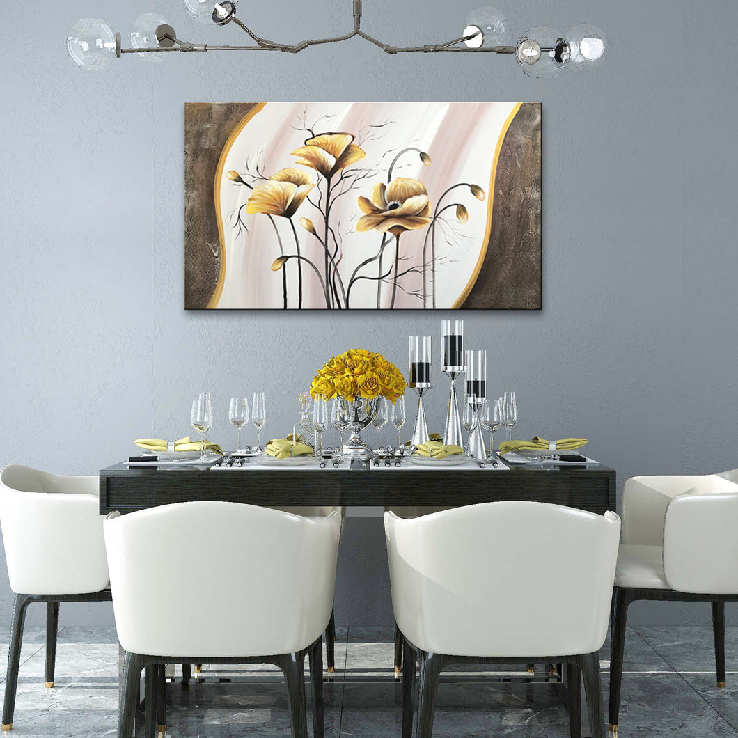 Handmade Oil Painting in Flower on Stretched Canvas