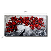 Huge Premium Quality 100% Handmade Oil Painting on Canvas of Red Tree
