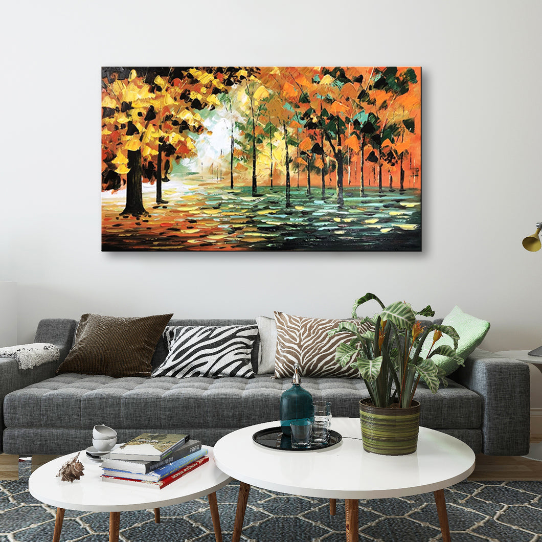 Handmade Oil Painting of Landscape View on Canvas