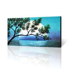 Handmade Oil Painting of with Teal Background on Stretched Canvas