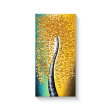 Handmade Oil Painting of Large Golden Vertical Flower on Stretched Canvas