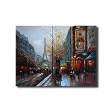 Large Handmade Oil Painting of Paris Street on Stretched Canvas