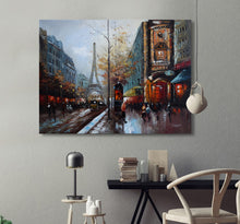 Large Handmade Oil Painting of Paris Street on Stretched Canvas