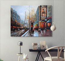 Large Handmade Oil Painting of Paris Street on Stretched Canvas