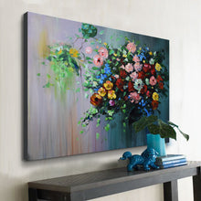Large Handmade Oil Painting of Colorful Roses on Stretched Canvas
