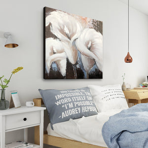Handmade Oil Painting on Stretched Canvas of Lily Flowers