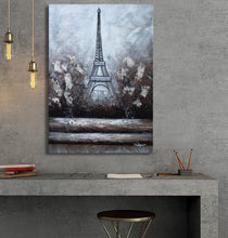 Large Handmade Oil Painting of Eiffel Tower on Stretched Canvas