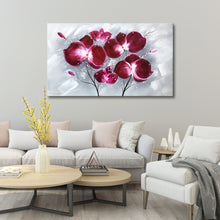 Handmade Oil Painting of Purple Flowers with Grey Background on Stretched Canvas