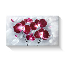 Handmade Oil Painting of Purple Flowers with Grey Background on Stretched Canvas