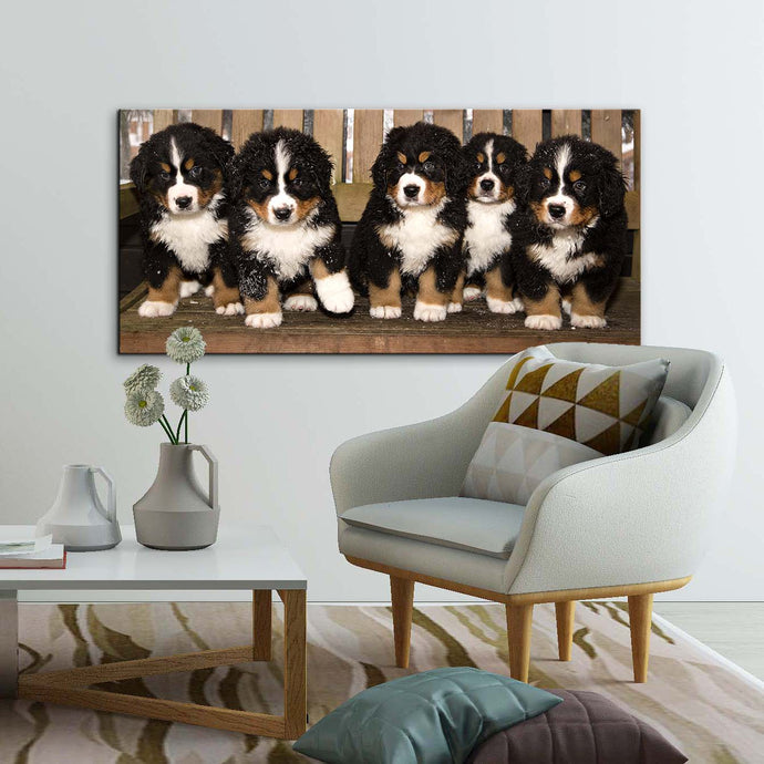 High Quality Art Print on Stretched Canvas of Puppies