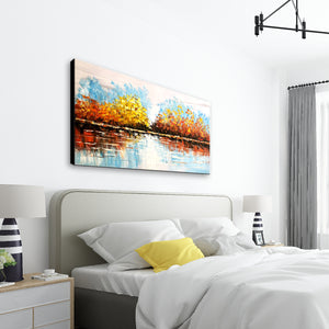 Handmade Oil Painting of Abstract View on Stretched Canvas