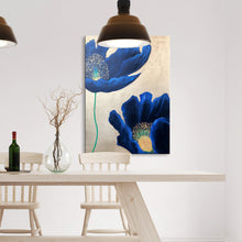 Handmade Oil Painting of Blue Flower on Canvas