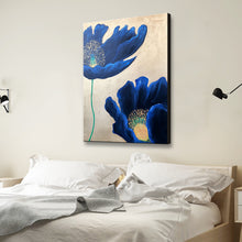 Handmade Oil Painting of Blue Flower on Canvas