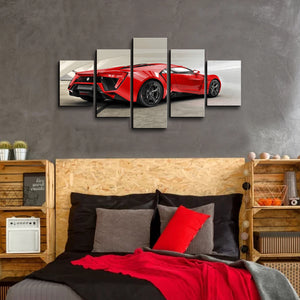 High Quality Art Print on Stretched Canvas of Red Car in Group
