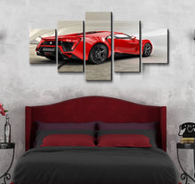 High Quality Art Print on Stretched Canvas of Red Car in Group